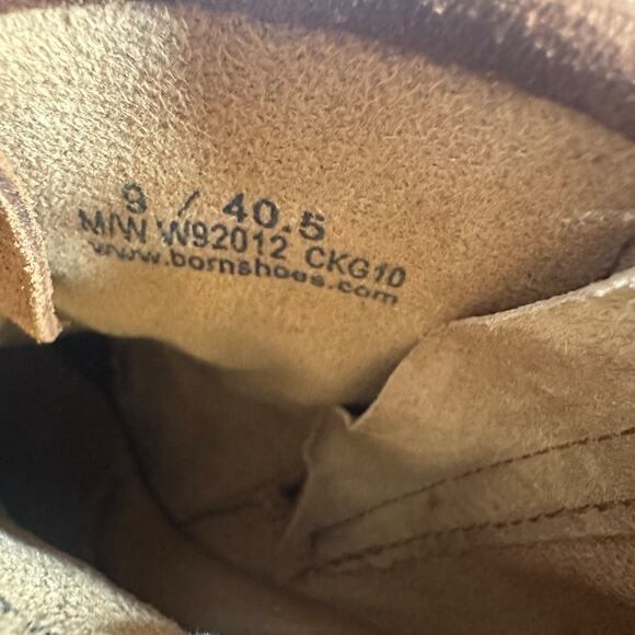 Born Fringe Suede Ankle Boots Brown Moc Toe Western Boho Size 9 Heeled bootie - Picture 10 of 11